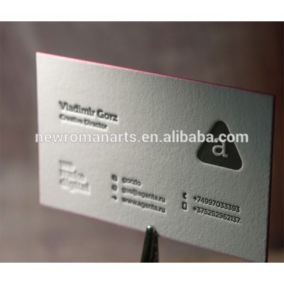 China supplier cheap 500g cotton paper debossed letterpress business cards