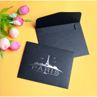 Good quality wholesale  gold foil stamping black paper envelope with Thank You Card