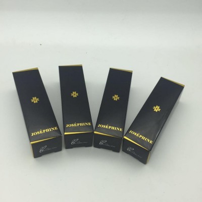 Custom USA famous brand small black cardboard lipstick boxes, cosmetics boxes with gold foil