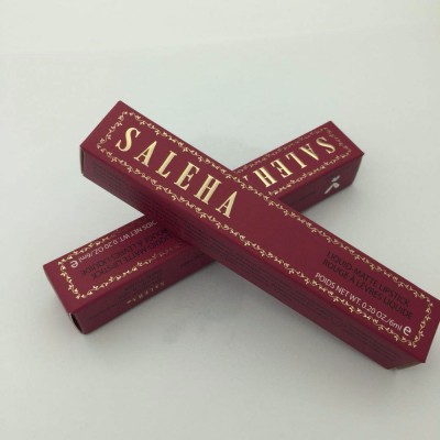 Fancy Brand Custom 2041C Panton Color Printed Paper Cosmetic Packaging Lipstick Boxes With Embossed Gold Foil